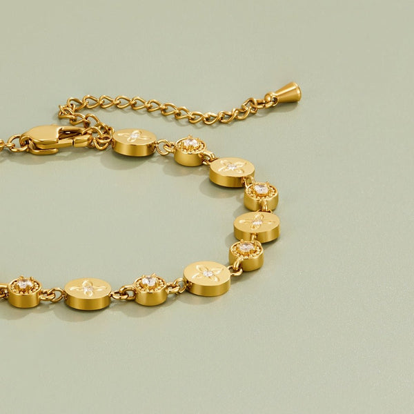 Pulseira Primavera Flor Dourado