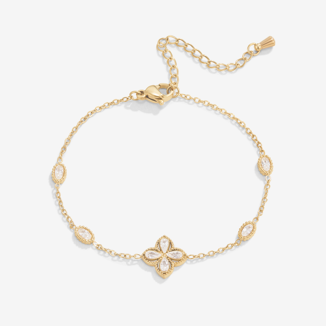 Pulseira Trevo de 4 Folhas com Cristal