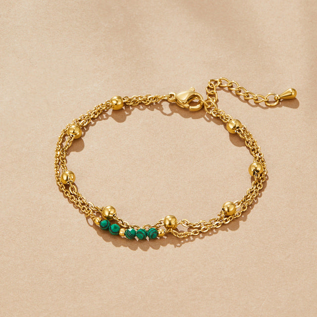 Pulseira Alfa de Contas de Malaquite Verde