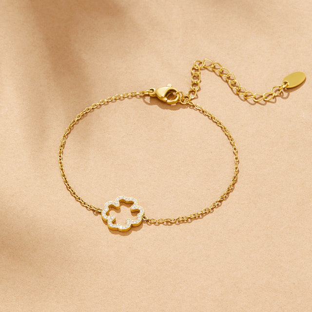 Pulseira Cristal Trevo Folha