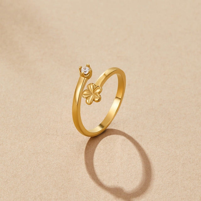 Anel Flor Pétala Dourado