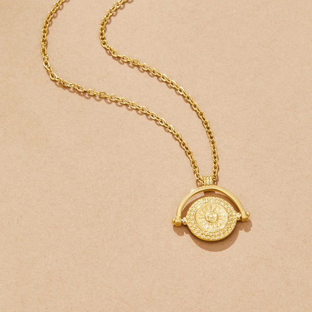 Colar Sun Moeda Dourado