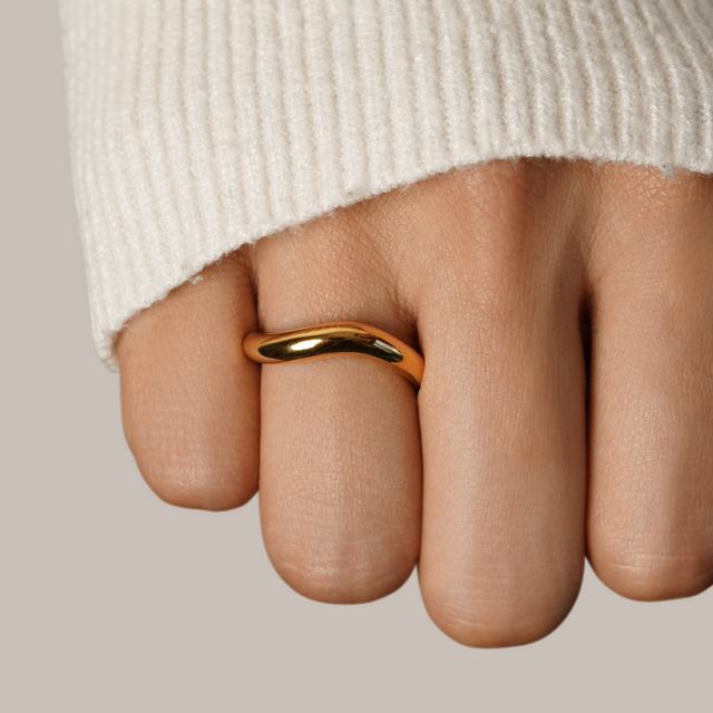 Anel Mina Onda Dourado