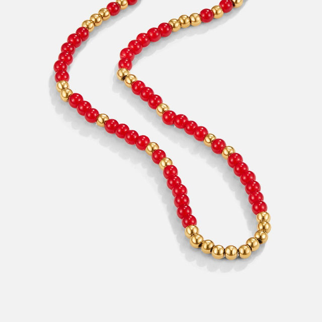 Colar Alea de Contas de Coral Vermelho