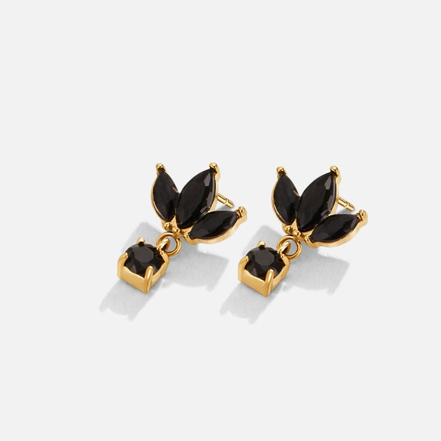 Brincos Amara Flor de Cristal Preto