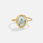 Anel Água-marinha Cristal Dourado