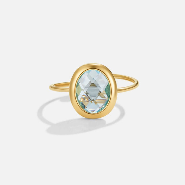 Anel Água-marinha Cristal Dourado