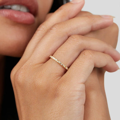 Anel Aliança Arquette com Cristal Dourado