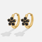 Brincos de Argola com Flor de Cristal Preto