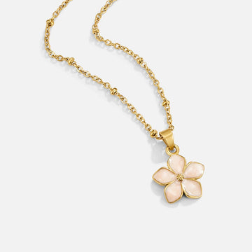 Colar Flor de Sakura Rosa Dourado