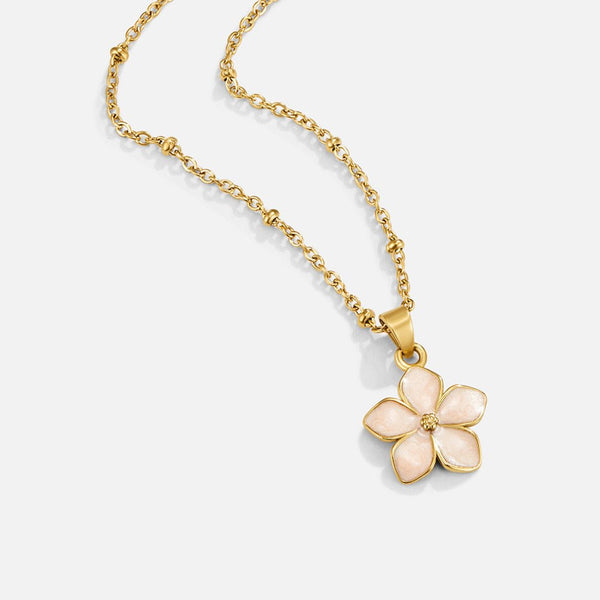 Colar Flor de Sakura Rosa Dourado