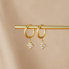 Brincos Pendentes Trevo de 4 Folhas com Cristal