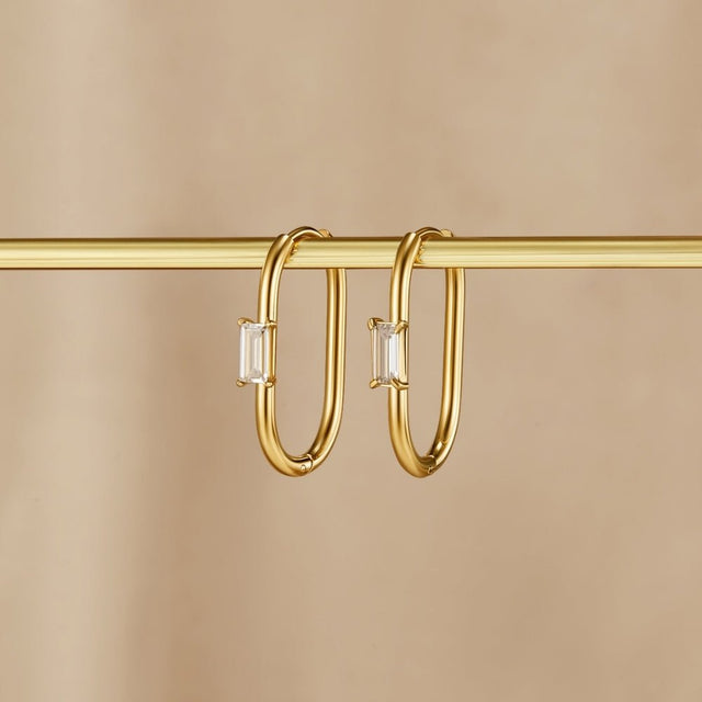 Brincos de Argola Diana com Cristal Dourado
