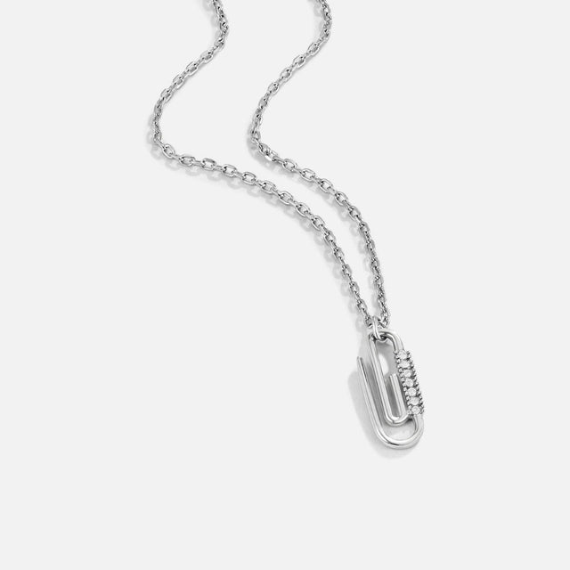 Colar Cristal Clipe Prateado