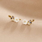Brincos Cristal Branco Flor