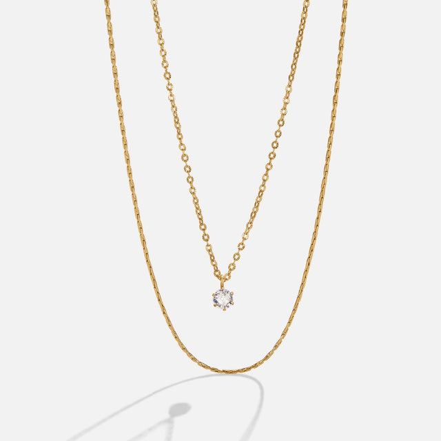 Colar Sobreposto Dina com Cristal Dourado