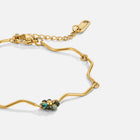 Pulseira com Pedra e Flor Dourada