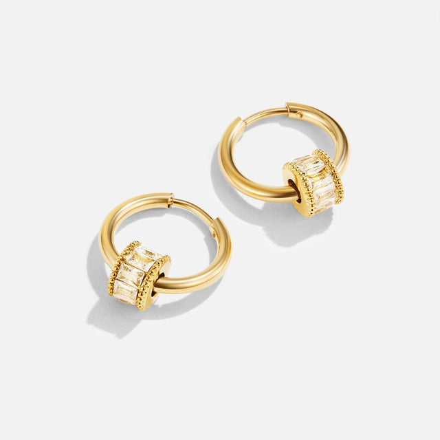Brincos de Argola Gigi com Cristal Dourado