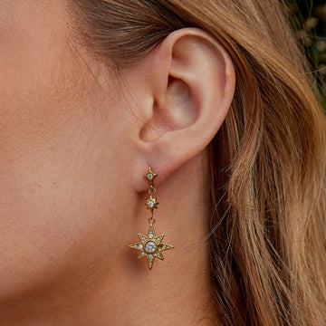 Brincos Cristal Lua Estrela