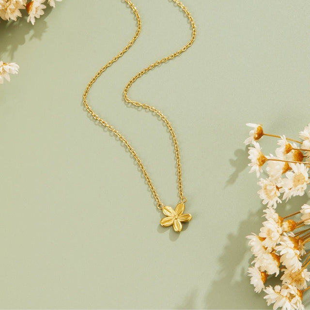 Colar Flor Pendente Dourado