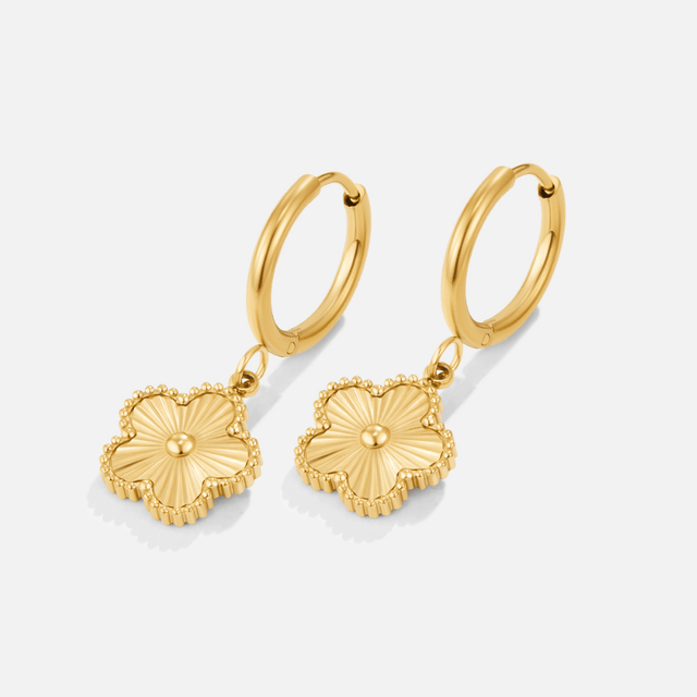 Brincos Trevo Argola Dourado