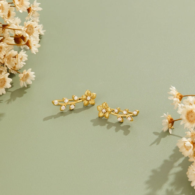 Brincos Cristal Vinha Dourado