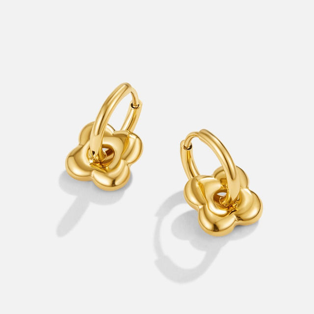 Brincos Flor Puff Dourado