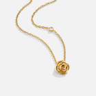 Colar Rosa Pendente Dourado