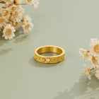 Anel Aliança Flor Esculpida Dourado