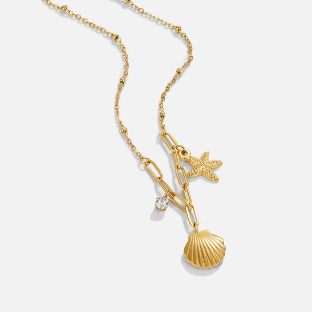 Colar Concha e Estrela do Mar Dourado