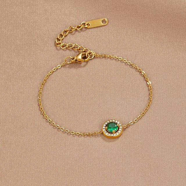Pulseira Verde Esmeralda Cristal