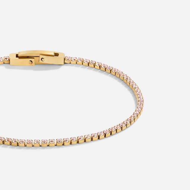 Pulseira Kiera de Cristal Rosa Dourada