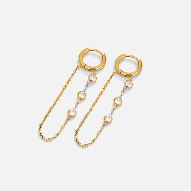 Brincos de Argola Kira Pendente com Cristal