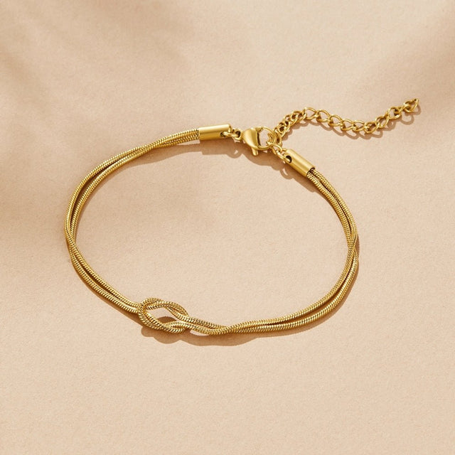 Pulseira de Corrente com Nó Dourada