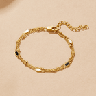 Pulseira Sobreposta de Pedras Preta e Branca