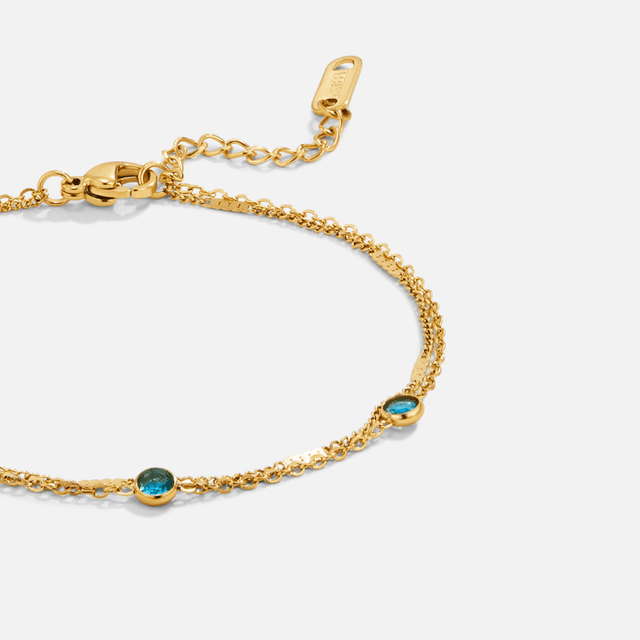 Pulseira Sobreposta Athena com Cristal Azul