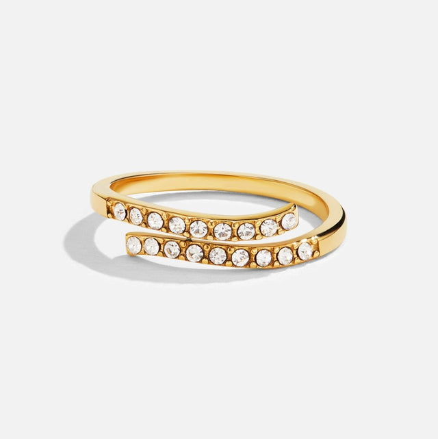 Anel Envolvente Sobreposto com Cristal Dourado