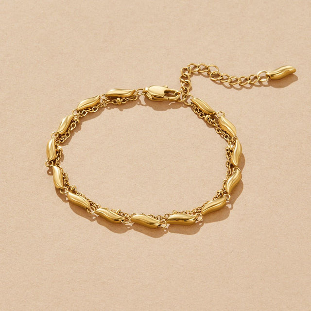Pulseira Sobreposto Onda Dourado