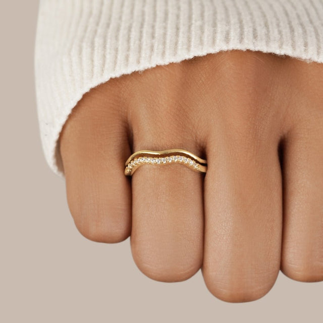 Anel Sobreposto Juni com Cristal Dourado