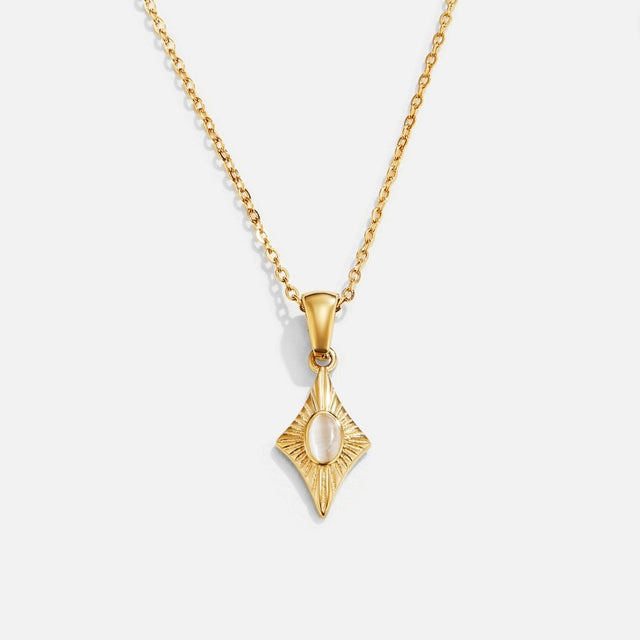 Colar Luna de Opala Branca Dourado