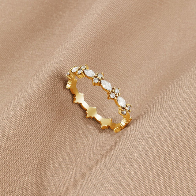 Anel Luxe Cristal Dourado