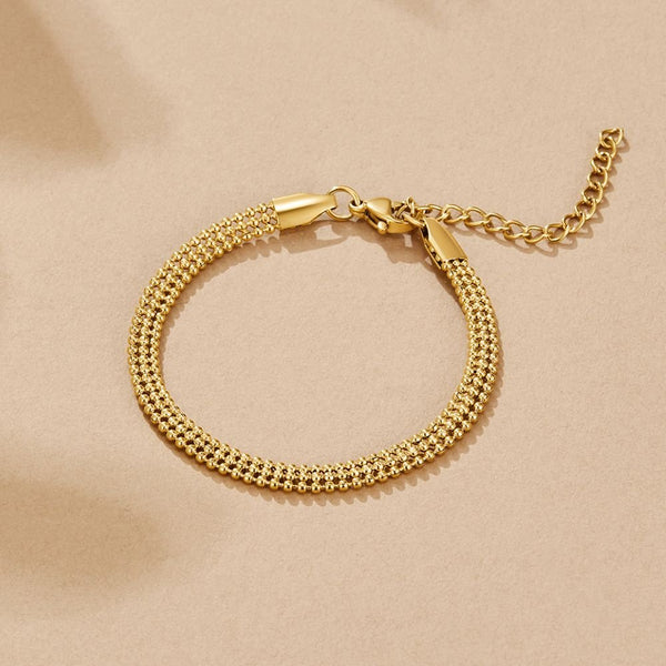 Pulseira Milan de Corrente com Contas Douradas