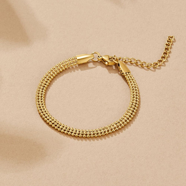 Pulseira Milan de Corrente com Contas Douradas