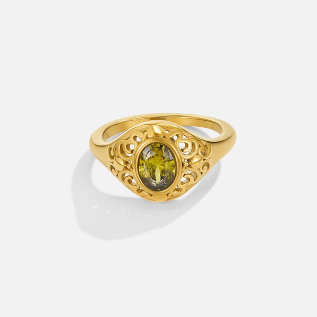 Anel Mystic Esmeralda Dourado