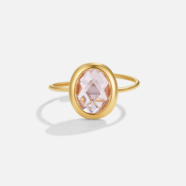 Anel de Cristal Rosa Dourado