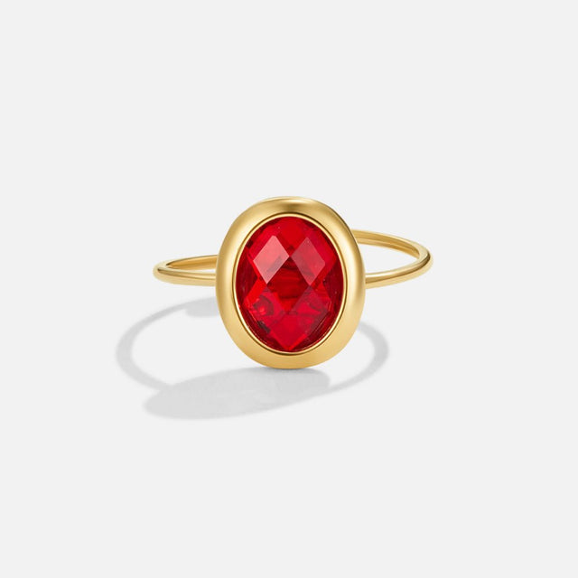 Anel Rubi Cristal Dourado