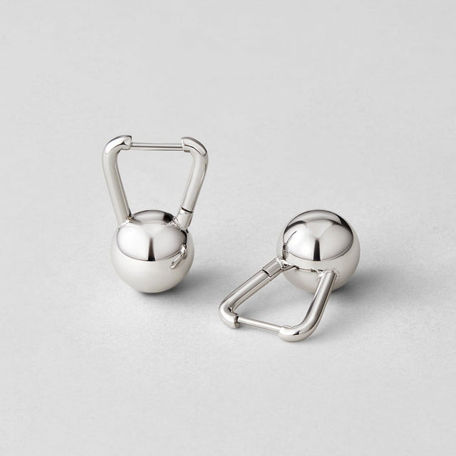 Brincos Dumbbell Argola Prateado