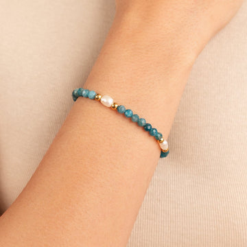 Pulseira de Contas Turquesa e Pérola