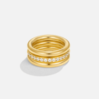Conjunto de Anéis Trio Vana com Cristal Dourado