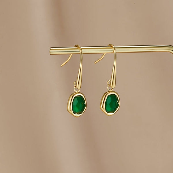Brincos Vintage Esmeralda Pendente